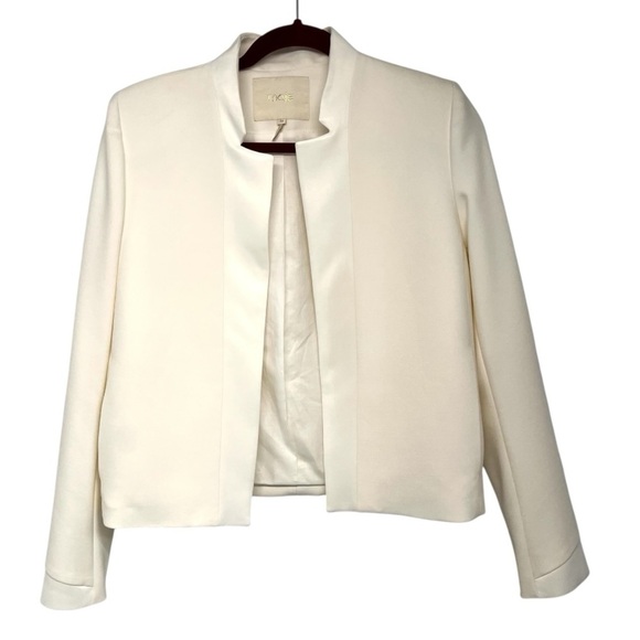 Maje Ivory Open Front Suit Blazer Career Business Work Jacket Women’s 36 - Picture 8 of 11